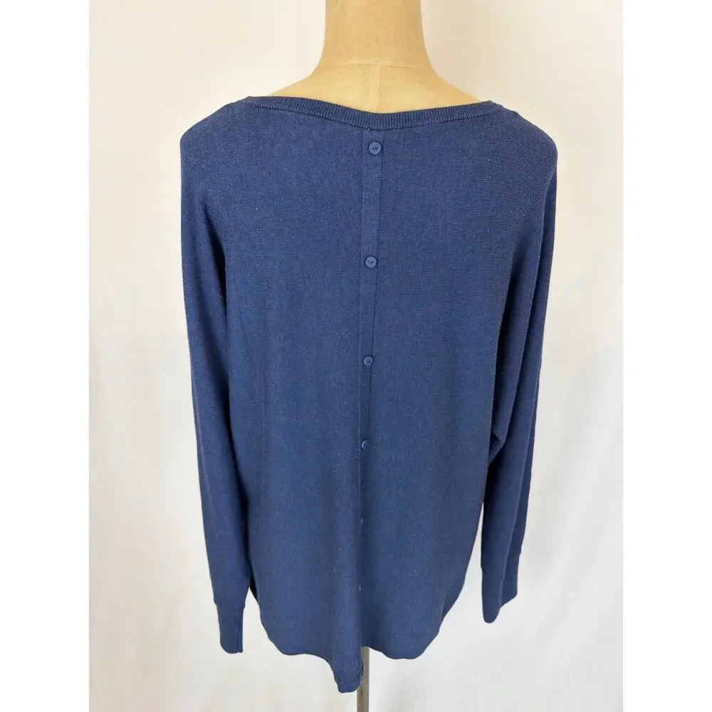 NWT Soya Concept Blue Button Back Sweater Size XL #0445